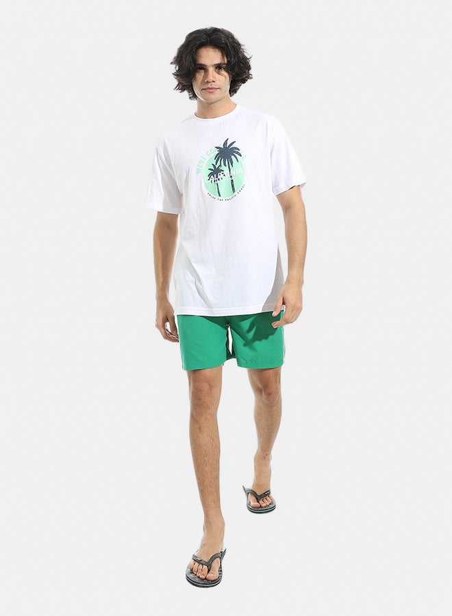 Andora Plain Green Swim Shorts with Sided Pockets_Green - Image 5