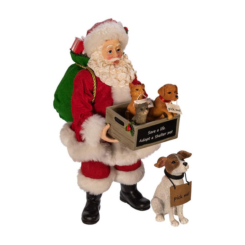 Kurt S. Adler Kurt Adler 105Inch Fabrich AdoptaPet Santa with Dog 2 Piece Set 