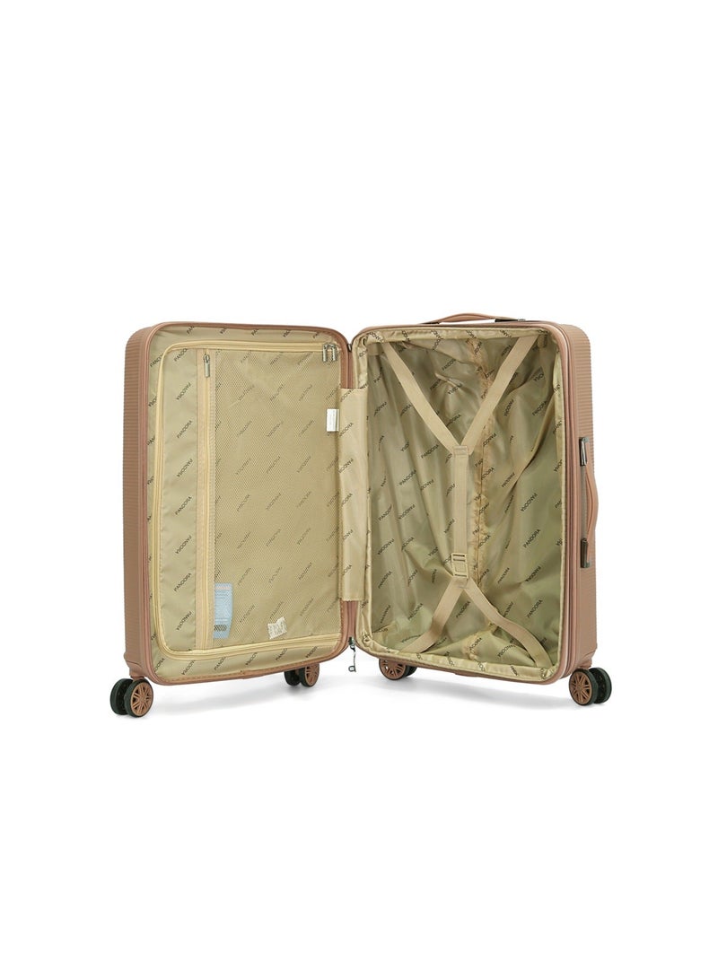 طقم حقيبة سفر صلبة مكون من 3 قطع + أدوات مكياج مقاس L 28-M 24-S 20 - Bc 12 (ذهبي، مجموعة من 3 قطع) - Image 3