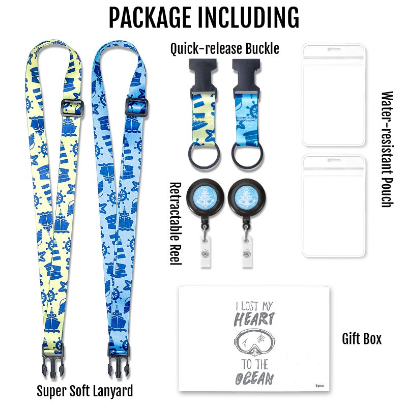 MNGARISTA Cruise Lanyard for Ship Cards,Adjustable Lanyard with Id Holder,Detachable Lanyards for Cruises Ship Cards with Waterproof Id Badge Holders,Cruise Essentials,5 Pack Sea Turtle - Image 4