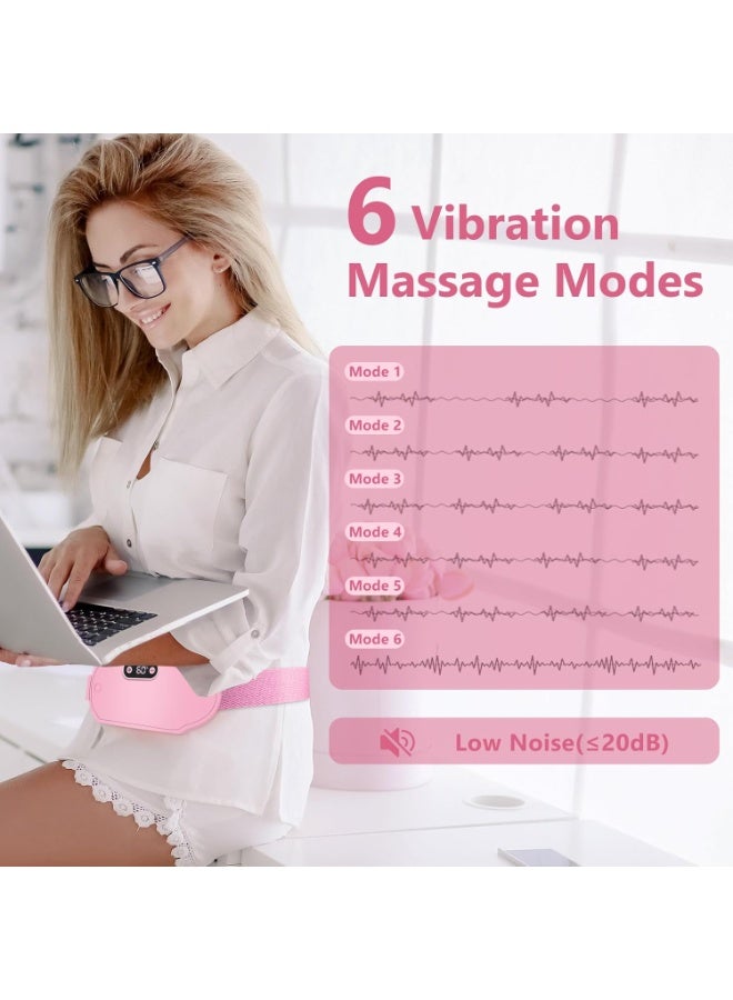 وسادة التدفئة الكهربائية الفاخرة للدورة الشهرية - حزام احترافي 2 في 1 بـ 6 مستويات للحرارة و6 أنماط تدليك بالاهتزاز - تسكين لاسلكي ومحمول للتقلصات وآلام الظهر (لون وردي أنيق) - Image 3