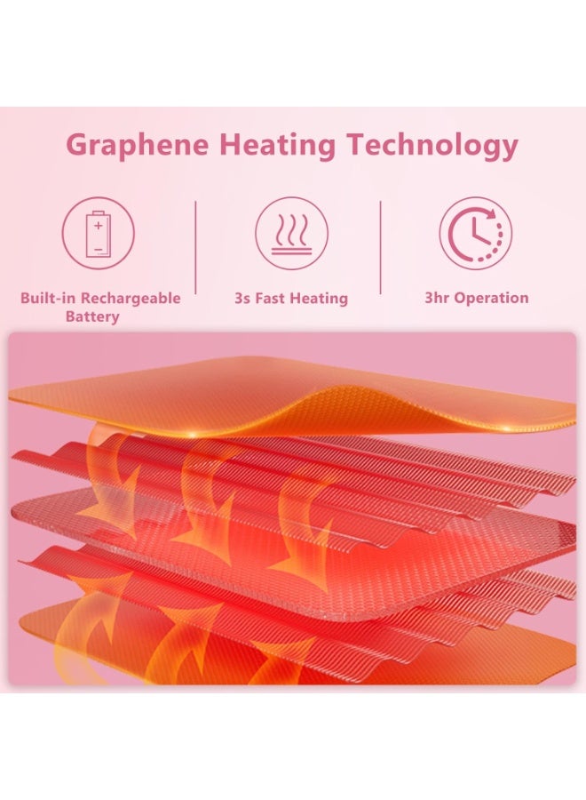 وسادة التدفئة الكهربائية الفاخرة للدورة الشهرية - حزام احترافي 2 في 1 بـ 6 مستويات للحرارة و6 أنماط تدليك بالاهتزاز - تسكين لاسلكي ومحمول للتقلصات وآلام الظهر (لون وردي أنيق) - Image 5
