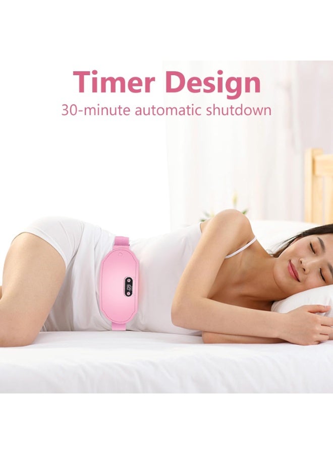 وسادة التدفئة الكهربائية الفاخرة للدورة الشهرية - حزام احترافي 2 في 1 بـ 6 مستويات للحرارة و6 أنماط تدليك بالاهتزاز - تسكين لاسلكي ومحمول للتقلصات وآلام الظهر (لون وردي أنيق) - Image 4