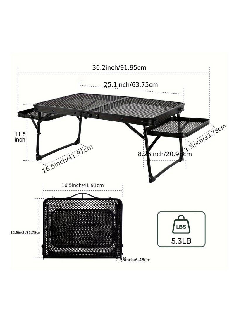 Portable Folding Table with 2 Side Panels - Lightweight, foldable camping table with handles is perfect for outdoor cooking, camping, picnics, travel and backyard parties - Image 3