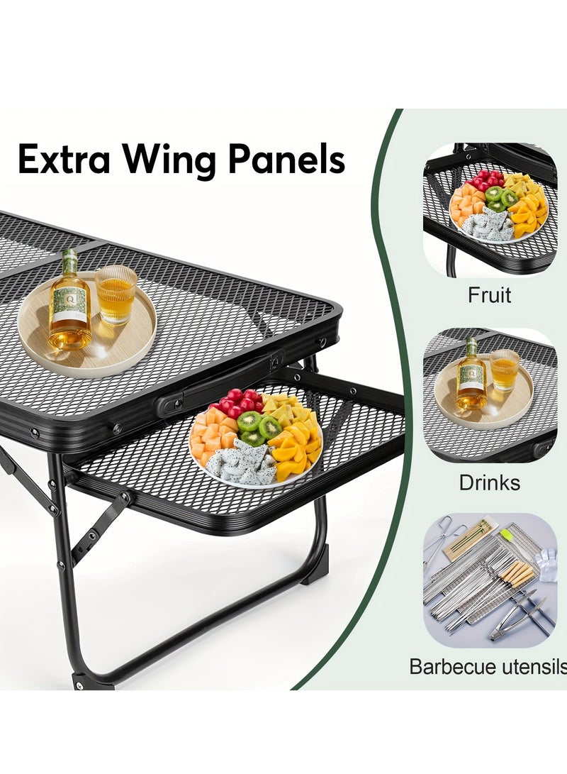 Portable Folding Table with 2 Side Panels - Lightweight, foldable camping table with handles is perfect for outdoor cooking, camping, picnics, travel and backyard parties - Image 4
