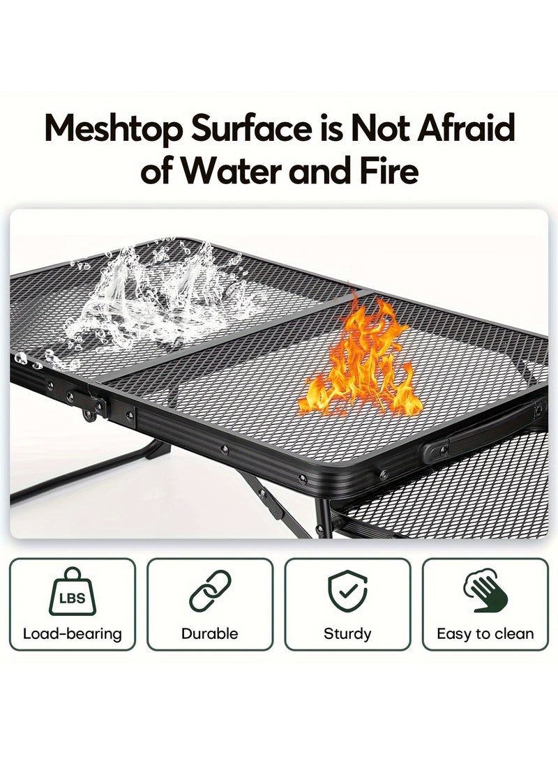 Portable Folding Table with 2 Side Panels - Lightweight, foldable camping table with handles is perfect for outdoor cooking, camping, picnics, travel and backyard parties - Image 5