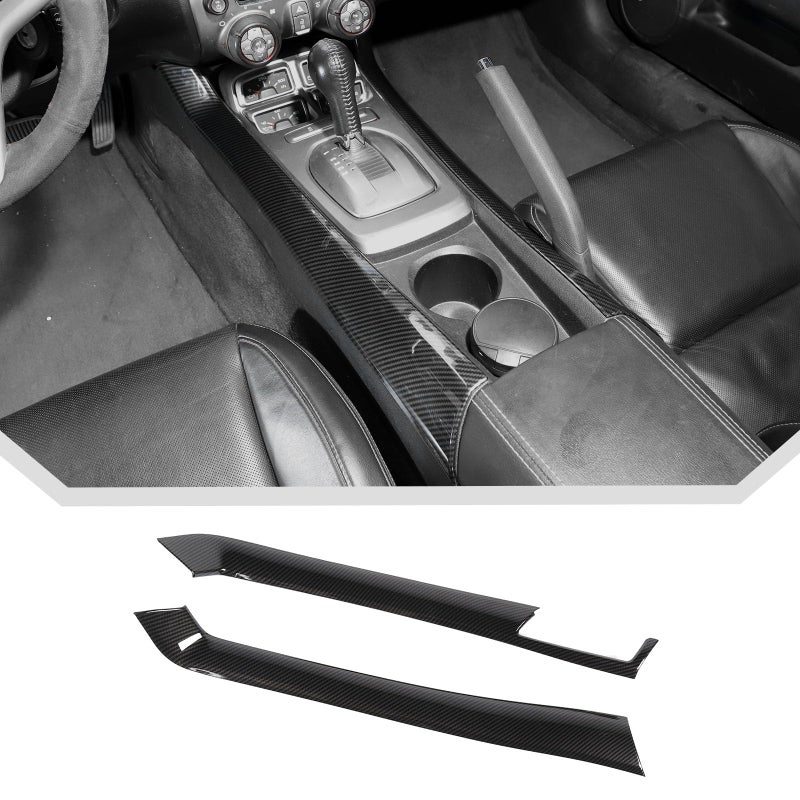 JeCar for Camaro Carbon Fiber Interior Trim Accessories Compatible with 2010 2011 2012 2013 2014 2015 Chevrolet Chevy Camaro Center Console Gear Shift Side Panel Cover