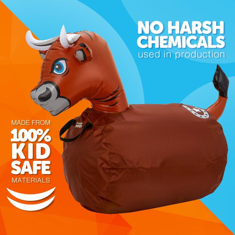 Waddle Hip Hoppers Bouncy Hopper Inflatable Hopping Animal Bouncer, Supports Up to 250 Pounds, Ages 5 and Up (Brown Bull) - Image 3