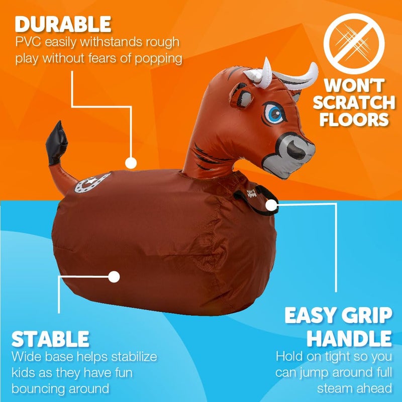 Waddle Hip Hoppers Bouncy Hopper Inflatable Hopping Animal Bouncer, Supports Up to 250 Pounds, Ages 5 and Up (Brown Bull) - Image 4