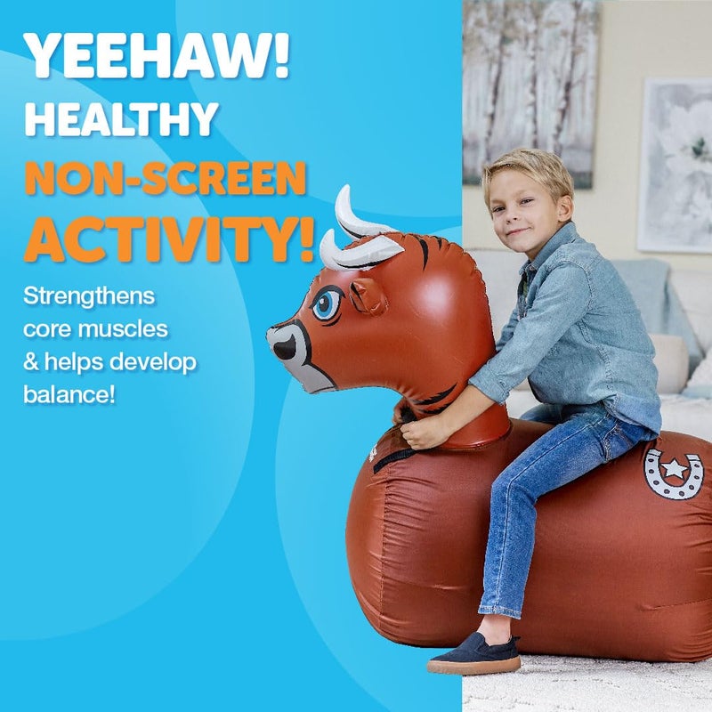 Waddle Hip Hoppers Bouncy Hopper Inflatable Hopping Animal Bouncer, Supports Up to 250 Pounds, Ages 5 and Up (Brown Bull) - Image 5