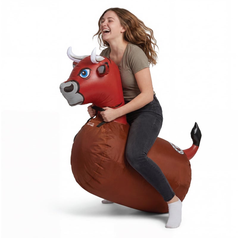 Waddle Hip Hoppers Bouncy Hopper Inflatable Hopping Animal Bouncer, Supports Up to 250 Pounds, Ages 5 and Up (Brown Bull) - Image 1