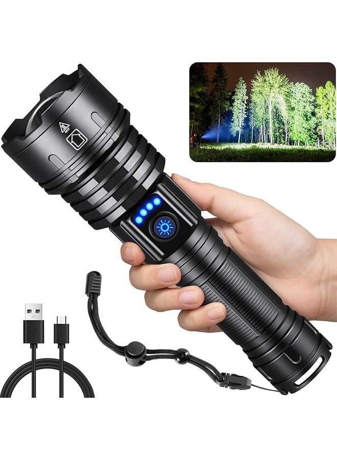 general Rechargeable Flashlights,Super Bright LED Flashlight for Home Emergency, Waterproof Handheld Flashlights with Pouch, 5000mAh Battery, Spotlight and Floodlight Function - Image 1