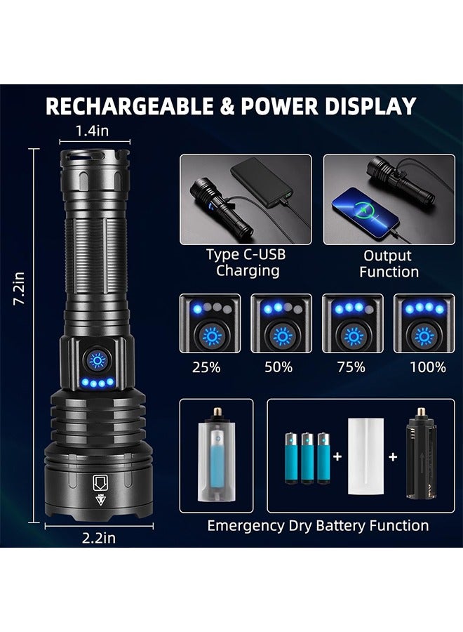 general Rechargeable Flashlights,Super Bright LED Flashlight for Home Emergency, Waterproof Handheld Flashlights with Pouch, 5000mAh Battery, Spotlight and Floodlight Function - Image 2