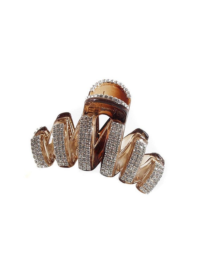 Fodattm Women Lady Fashion Large Fancy Rhinestones Hair Clamp Hair Claw Clips Elegant Crystal Jaw Clips Hairpins (Brown) - Image 1