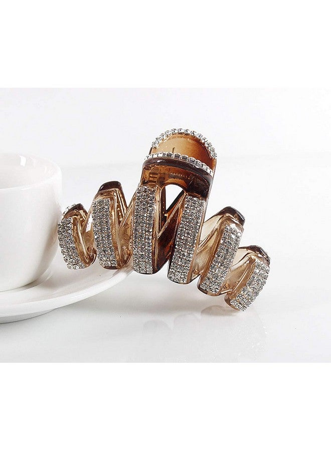 Fodattm Women Lady Fashion Large Fancy Rhinestones Hair Clamp Hair Claw Clips Elegant Crystal Jaw Clips Hairpins (Brown) - Image 2