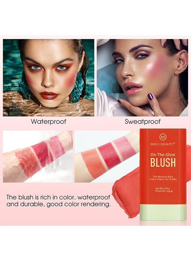 Misiou Beauty On The Glow Blush, The Moisture Stick Cream Colour For Cheeks, Highlighting ​Color Silky Powder Blusher Stick Natural Glow Silly Blusher Light And Soft Feeling The Apply On Your Face  - Image 4