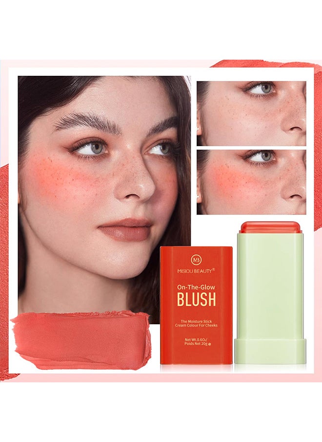 Misiou Beauty On The Glow Blush, The Moisture Stick Cream Colour For Cheeks, Highlighting ​Color Silky Powder Blusher Stick Natural Glow Silly Blusher Light And Soft Feeling The Apply On Your Face  - Image 3