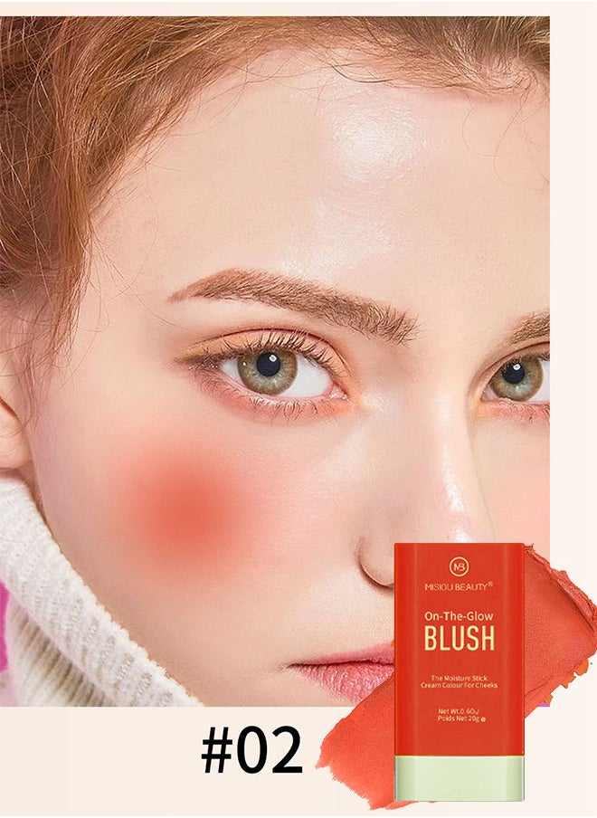 Misiou Beauty On The Glow Blush, The Moisture Stick Cream Colour For Cheeks, Highlighting ​Color Silky Powder Blusher Stick Natural Glow Silly Blusher Light And Soft Feeling The Apply On Your Face  - Image 2