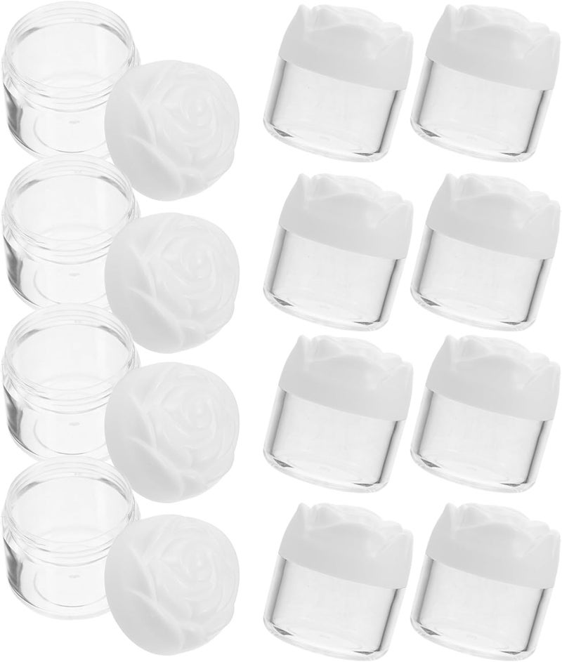 12pcs 20g Facial Cream Jars with White Rose Caps, Small Travel Cosmetic Containers for Face Cream, Lip Balm, and Skincare Storage - Image 1