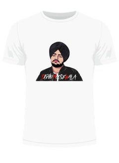 Buy Sidhu Moose WALA Design Printed Unisex T-Shirt (Small, White) at