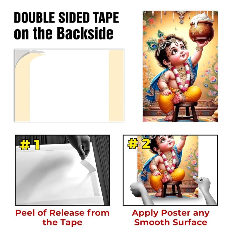 Goelite صورة بال غوبال كريشنا للنساء الحوامل ملصق لتزيين جدران غرفة النوم، غرفة المعيشة، وأكثر | ملصق كريشنا للطفل بحجم: "18x12" بوصة مجموعة من 1 (تصميم 5) - Image 5