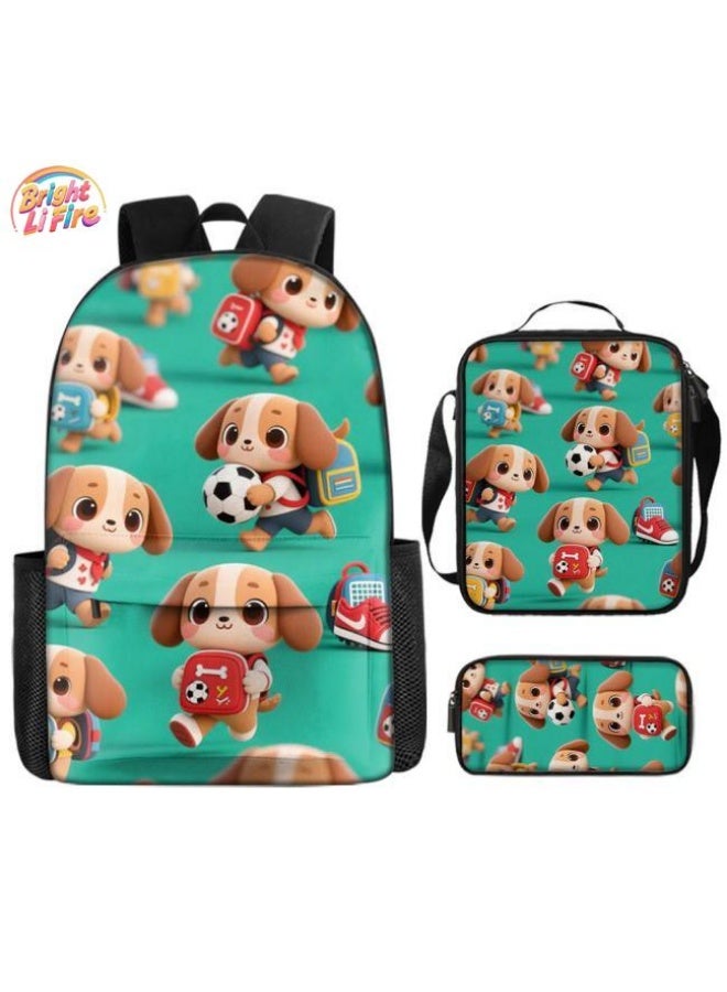 Bright Li Fire Unlock the new fashion of childish fun! Three-piece set of bags, cartoon elements for children and teenagers (students, children, friends' outings, mountain climbing, schooling, etc. can be used) - 46 - Image 1