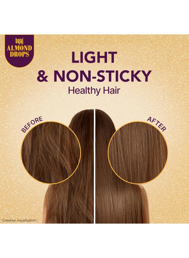 Bajaj Almond Drops Hair Oil, 285ml, 6X Vitamin E, Almond Oil, Light and Non Sticky, Hair Fall Control - Image 4