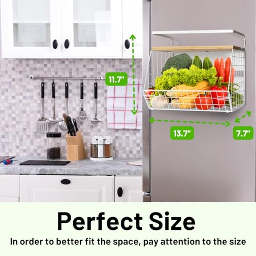 Ofiray-home Magnetic Fridge Shelf with Wood Lid, Fruit Potato Onion Storage Bins, Pantry Organizers, Large Container Spice Rack for Refrigerator, Kitchen Counter, Cabinet (2, White) - Image 5