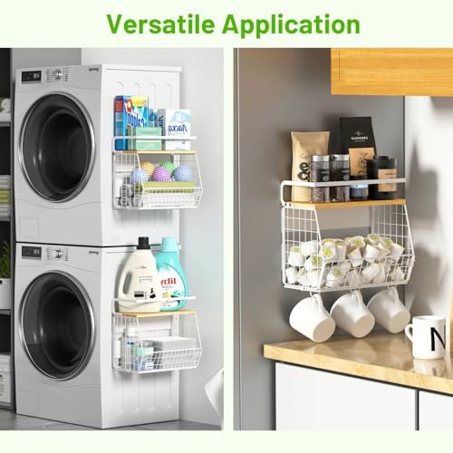 Ofiray-home Magnetic Fridge Shelf with Wood Lid, Fruit Potato Onion Storage Bins, Pantry Organizers, Large Container Spice Rack for Refrigerator, Kitchen Counter, Cabinet (2, White) - Image 3