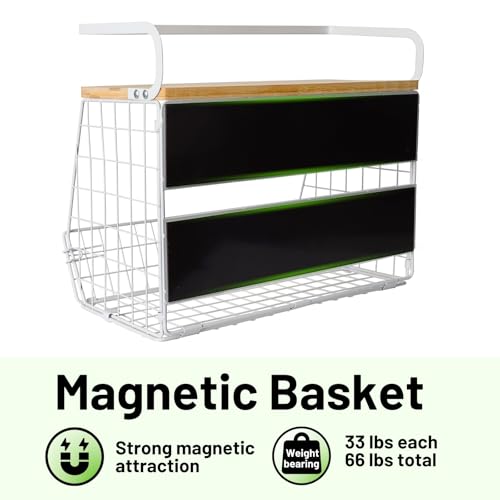 Ofiray-home Magnetic Fridge Shelf with Wood Lid, Fruit Potato Onion Storage Bins, Pantry Organizers, Large Container Spice Rack for Refrigerator, Kitchen Counter, Cabinet (2, White) - Image 4