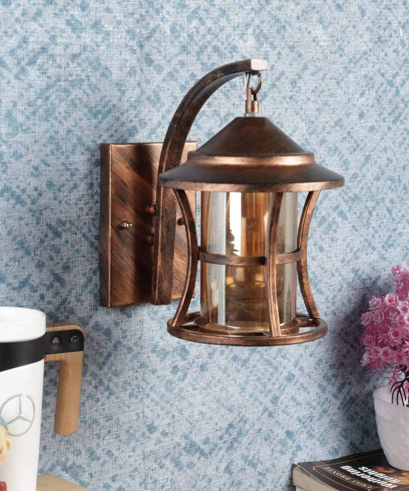 SINOMAN Antique Copper Elegant Swing Arm Wall Light with Glass Shade Metal Lighting Fixture Decorative Wall Lamp Perfect for Living Room, Bedroom, Hallway (with Bulb) - Image 5