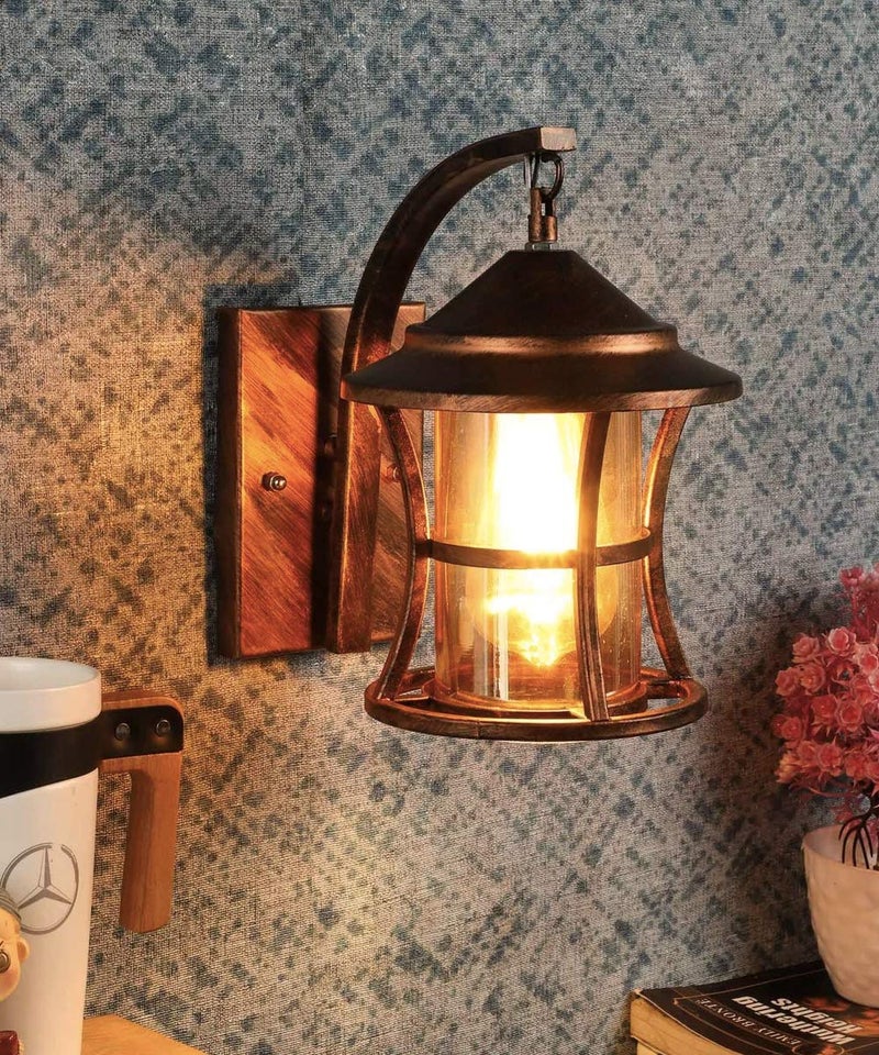 SINOMAN Antique Copper Elegant Swing Arm Wall Light with Glass Shade Metal Lighting Fixture Decorative Wall Lamp Perfect for Living Room, Bedroom, Hallway (with Bulb) - Image 3