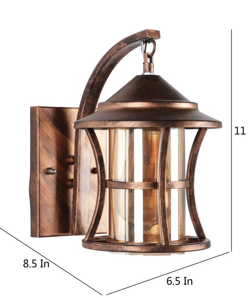SINOMAN Antique Copper Elegant Swing Arm Wall Light with Glass Shade Metal Lighting Fixture Decorative Wall Lamp Perfect for Living Room, Bedroom, Hallway (with Bulb) - Image 2