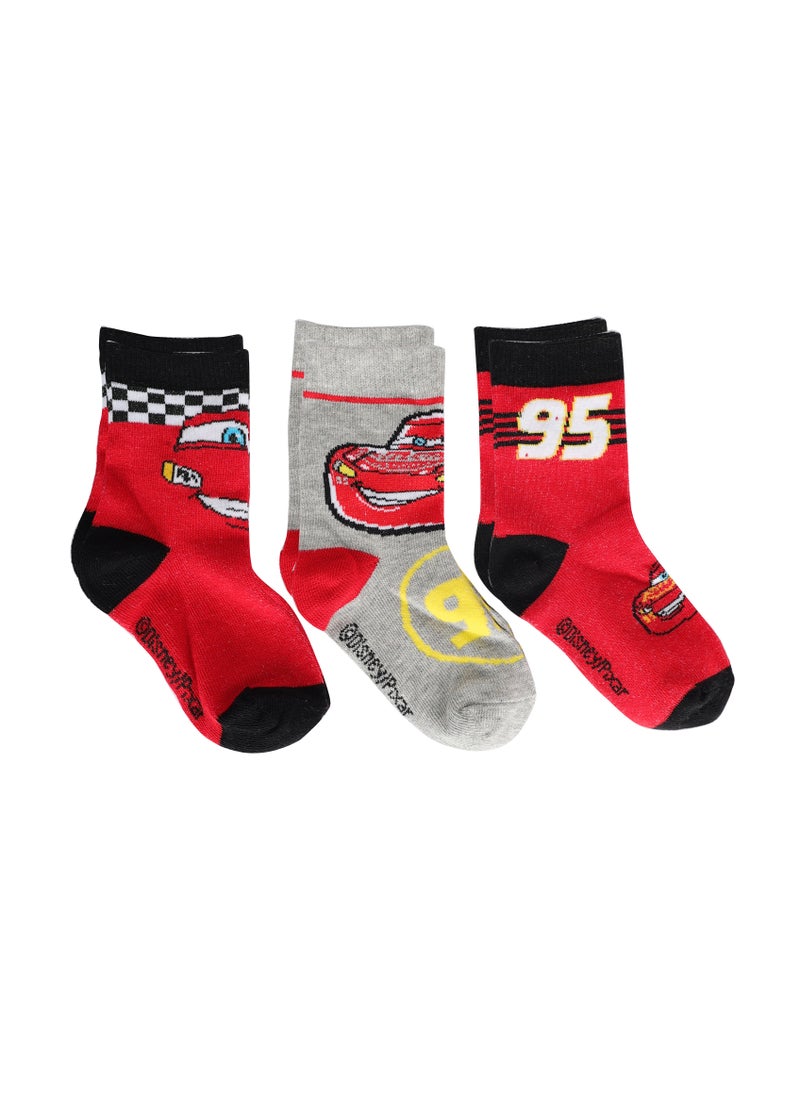 Disney The Disney cars Socks, Ankle Crew Socks for Kids (5 to 8 Years), Pack of 3 socks  - Image 1