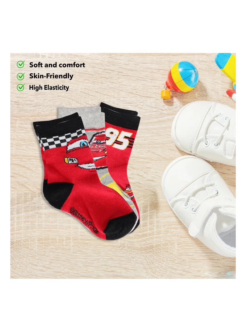 ديزني The Disney cars Socks, Ankle Crew Socks for Kids (5 to 8 Years), Pack of 3 socks
