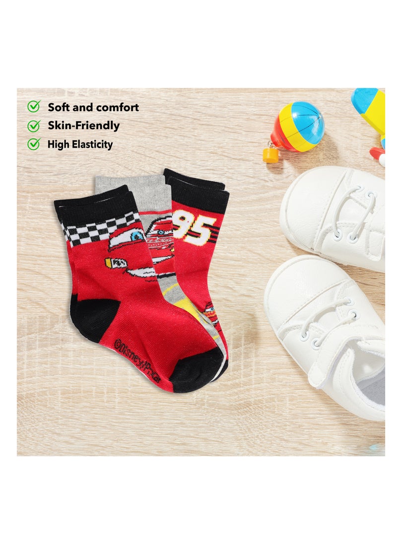Disney The Disney cars Socks, Ankle Crew Socks for Kids (5 to 8 Years), Pack of 3 socks  - Image 2