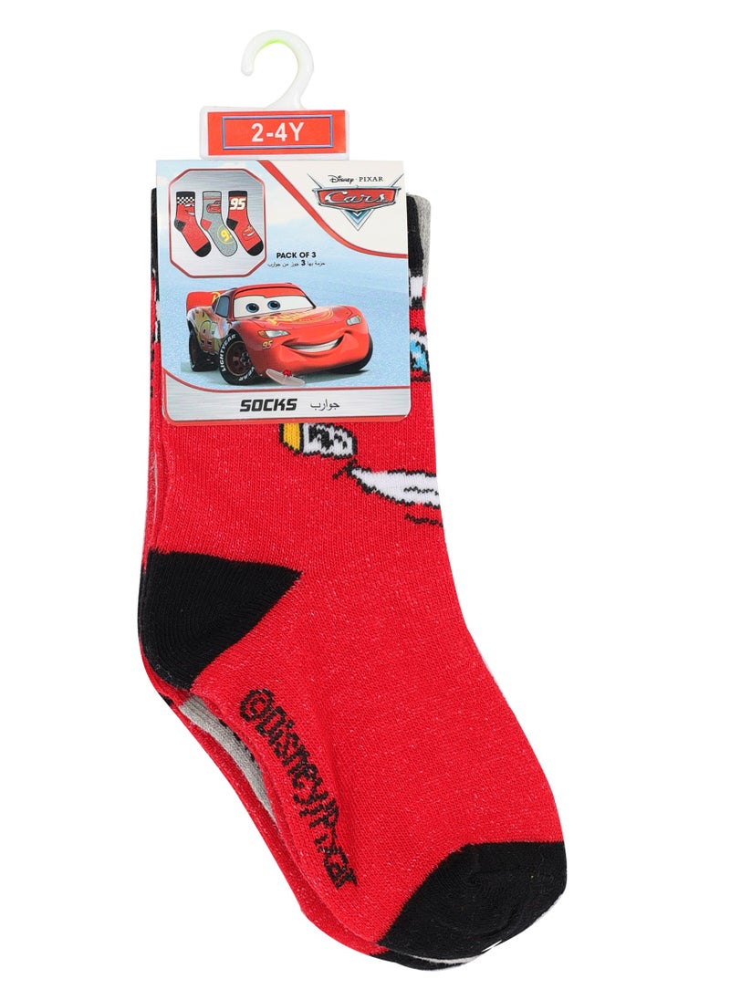 Disney The Disney cars Socks, Ankle Crew Socks for Kids (5 to 8 Years), Pack of 3 socks  - Image 3