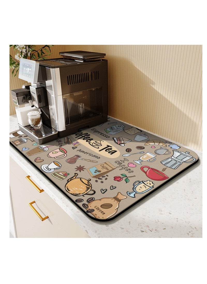 SYOSI Coffee Bar Mat Accessories for Countertop Super Absorbent Anti-Slip Silicone Dish Drying Mats for Kitchen Counter Draining Pad Decor Gift Fit Coffee Maker Coffee Pot Espresso Machine 23inx15in  - Image 3