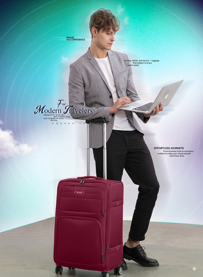 فيبتور مجموعة أمتعة من 4 قطع، حقيبة عربة متينة بعجلتين، قفل رقمي ومقبض تلسكوبي ثلاثي المراحل - Image 5