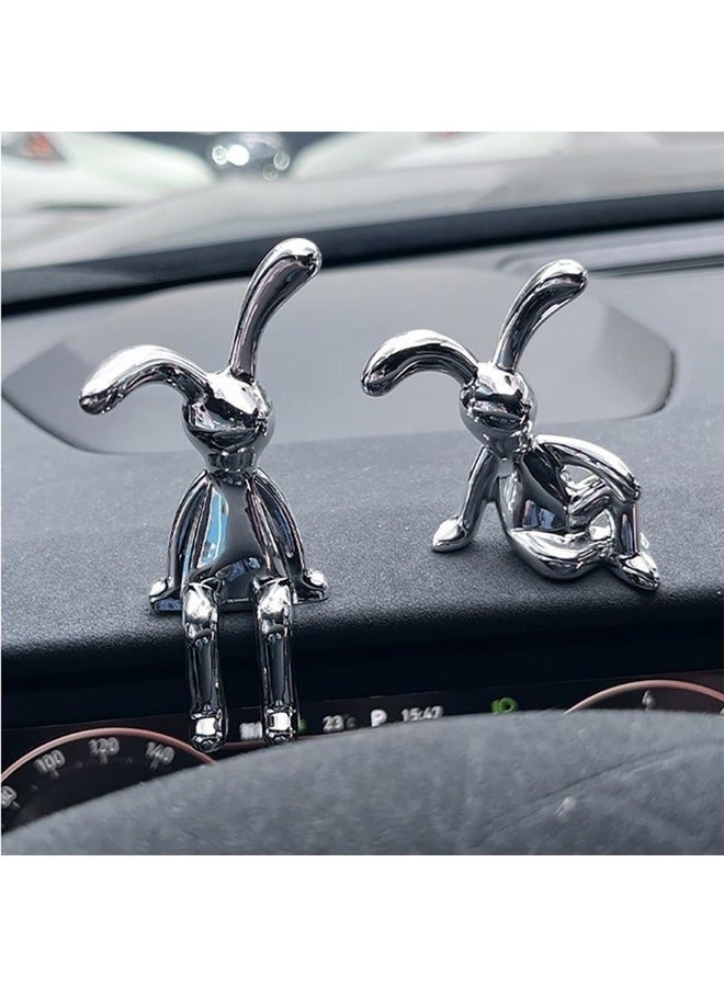 Set of 2 Rabbit Car Ornaments Light Luxury Ornaments Cute Car Interiors Car Decorations Creative Car Centre Console Jewelry - Image 2