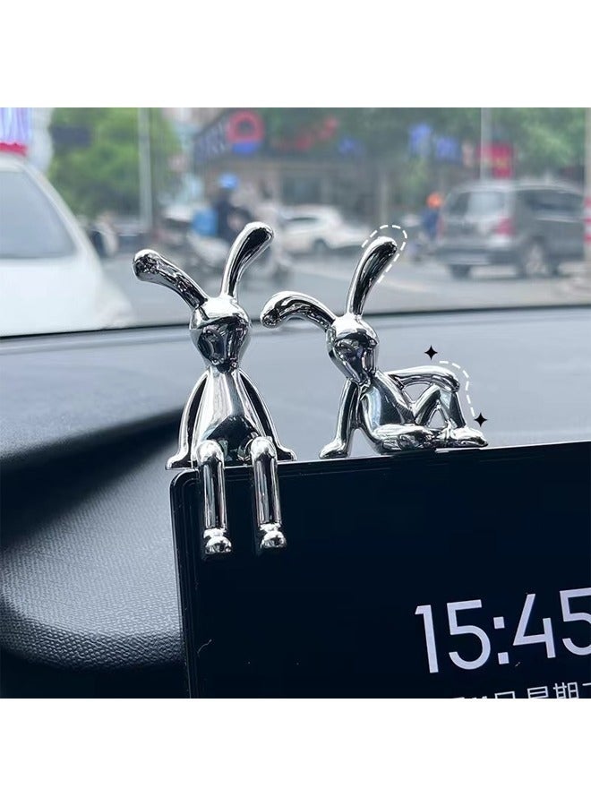 Set of 2 Rabbit Car Ornaments Light Luxury Ornaments Cute Car Interiors Car Decorations Creative Car Centre Console Jewelry - Image 1