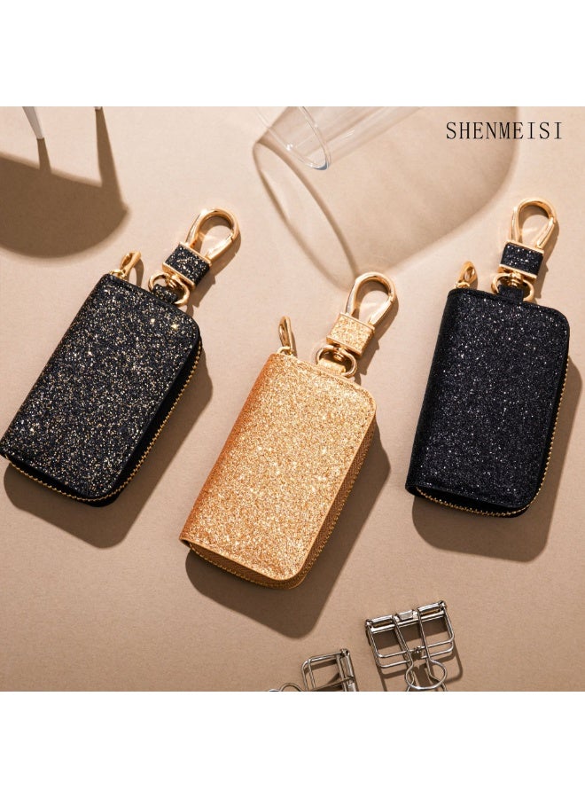 Car Key Bag Holder, Leather Car Key Chain Bag Car Remote Keychain Holder, Car Smart Keychain Bag Key Bag With Keychain, Unisex, Keychain Protective Case Car Accessories (yellow) - Image 2