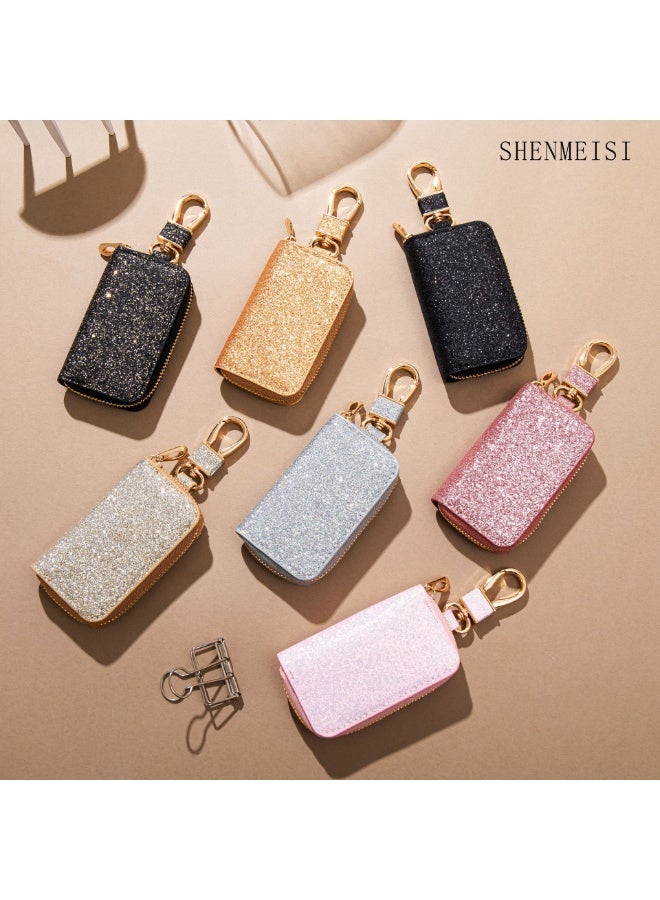 Car Key Bag Holder, Leather Car Key Chain Bag Car Remote Keychain Holder, Car Smart Keychain Bag Key Bag With Keychain, Unisex, Keychain Protective Case Car Accessories (yellow) - Image 3