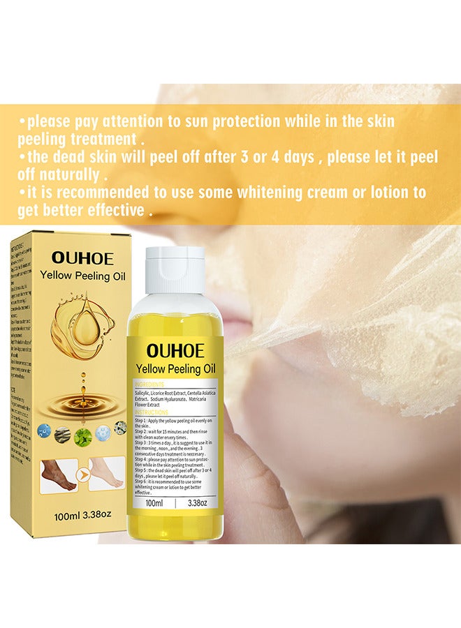 OUHOE 100ML Super Strength Yellow Peeling Oil Exfoliating Dark Skin For Body, Yellow Peeling Oil Body Whitening Skins, Butter Peeling Lightening Brighten Complexion For Cleansing And Moisturizing - Image 4