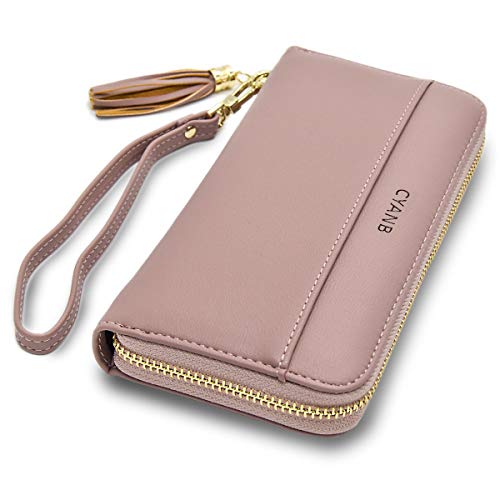 CYANB Women Wallets Tassel Bifold Ladies Cluth Wristlet Wrist strap Long Purse - Image 1
