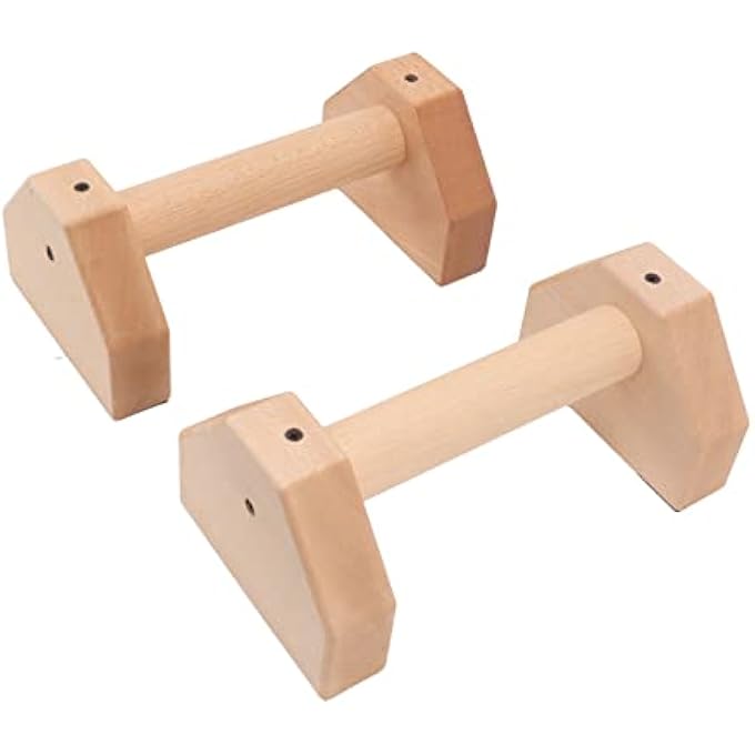 rayihni أشرطة دفع، 2 قطعة من الخشب، مقابض باراليت للتدريب على الوقوف على اليدين، مقابض دفع مع أقدام مطاطية غير قابلة للانزلاق للاستخدام على الأرض، معدات كاليستنيكس للرجال - Image 2