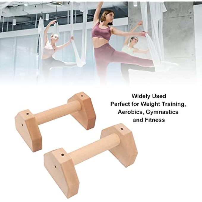 rayihni أشرطة دفع، 2 قطعة من الخشب، مقابض باراليت للتدريب على الوقوف على اليدين، مقابض دفع مع أقدام مطاطية غير قابلة للانزلاق للاستخدام على الأرض، معدات كاليستنيكس للرجال - Image 4