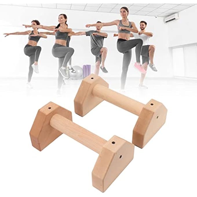 rayihni أشرطة دفع، 2 قطعة من الخشب، مقابض باراليت للتدريب على الوقوف على اليدين، مقابض دفع مع أقدام مطاطية غير قابلة للانزلاق للاستخدام على الأرض، معدات كاليستنيكس للرجال - Image 5