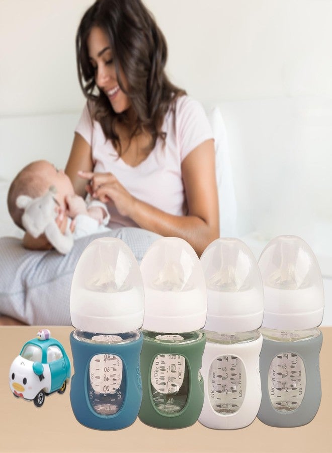 Kingwi 4 Pack Silicone Sleeves for Avent Natural Glass Baby Bottles, Anti Breakage Bottle Holder, Compatible with Philips Avent Glass Natural Baby Bottles (Blue+Gray+Green+White, 4 OZ) - Image 3