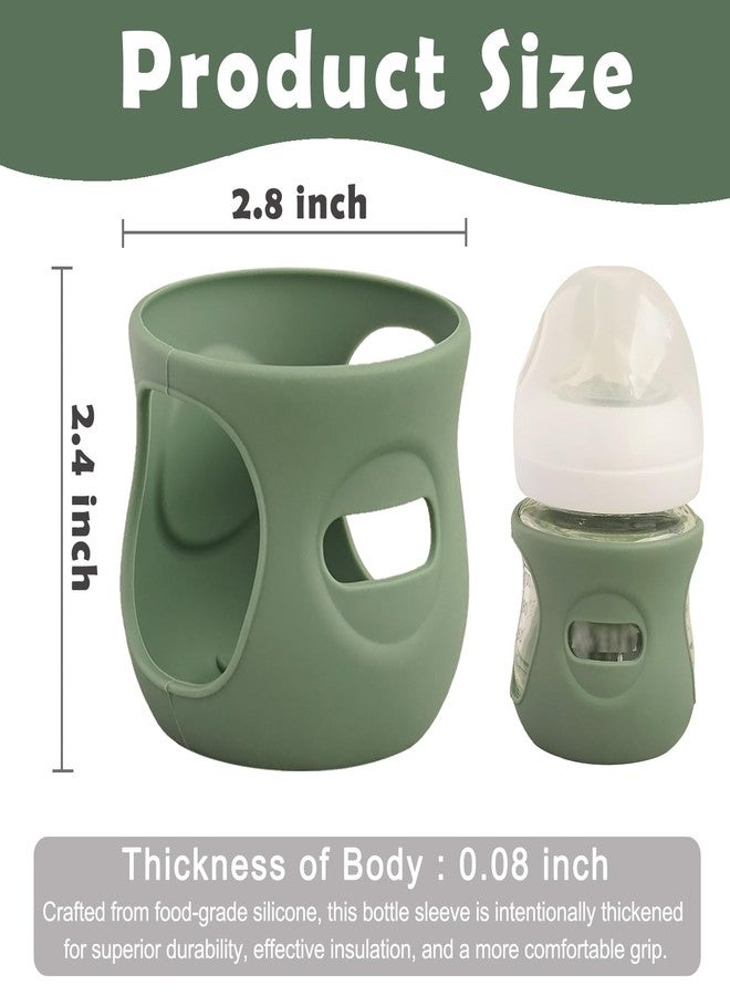 Kingwi 4 Pack Silicone Sleeves for Avent Natural Glass Baby Bottles, Anti Breakage Bottle Holder, Compatible with Philips Avent Glass Natural Baby Bottles (Blue+Gray+Green+White, 4 OZ) - Image 2